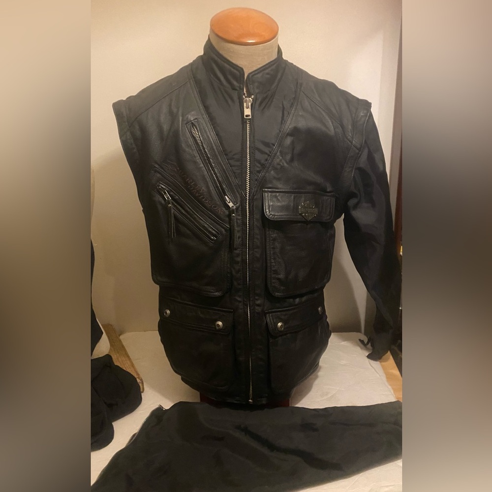 Harley Davidson Mens Large Convertible Leather Jacket